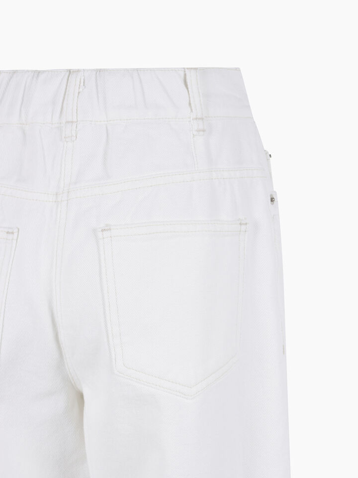 Cream colored flared denim trousers - sisley k women - Creamy White | Sisley K image number 4